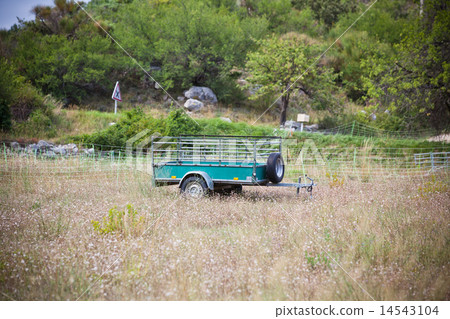 Old cargo trailer in a rural place 14543104