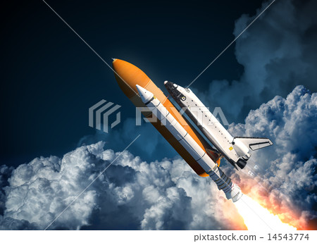 Space Shuttle Flying In The Clouds 14543774