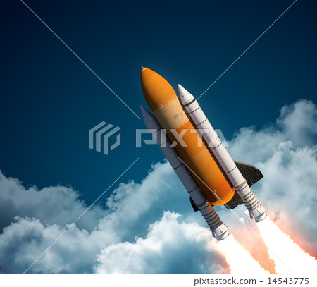 Space Shuttle In The Clouds 14543775
