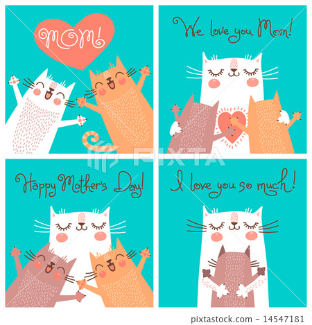 Sweet cards for Mothers Day with cats. 14547181