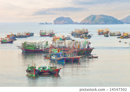Dreamy seascape with authentic colourful boats 14547302