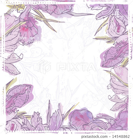 Hand drawn retro watercolor iris flowers frame Hand drawn retro watercolor iris flowers frame 14548862
