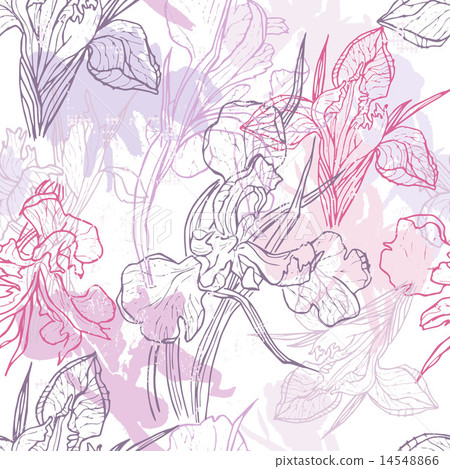 Hand made lace iris flowers seamless pattern 14548866