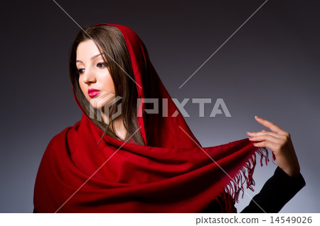 Muslim woman with headscarf in fashion concept 14549026