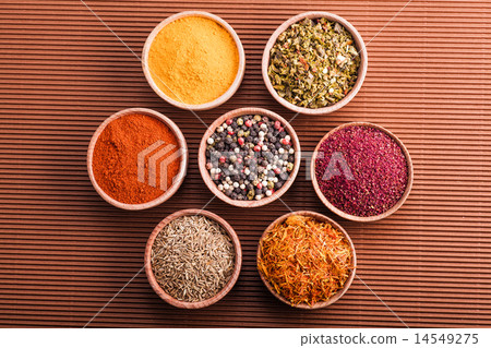 set dry spices in a wooden bowl set dry spices in a wooden bowl 14549275