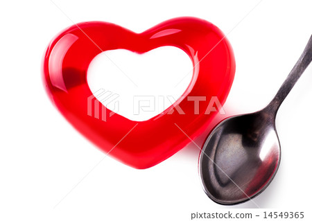 jelly in the form of heart with a spoon 14549365