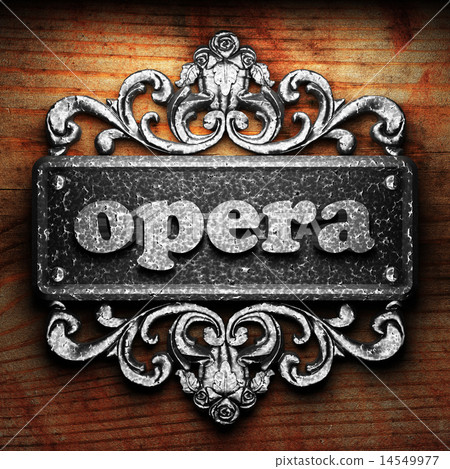 opera word of iron on wooden background 14549977