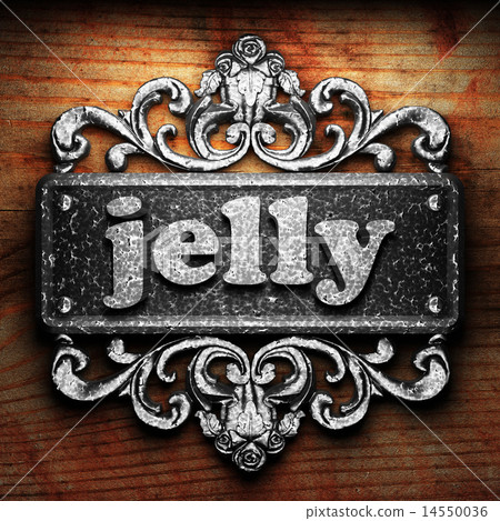 jelly word of iron on wooden background jelly word of iron on wooden background 14550036