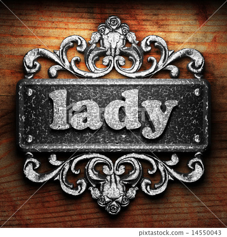 lady word of iron on wooden background 14550043