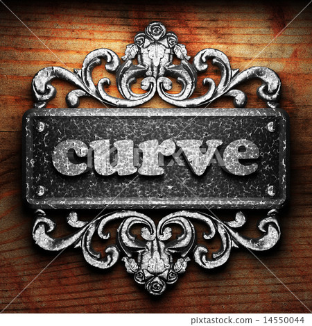 curve word of iron on wooden background curve word of iron on wooden background 14550044