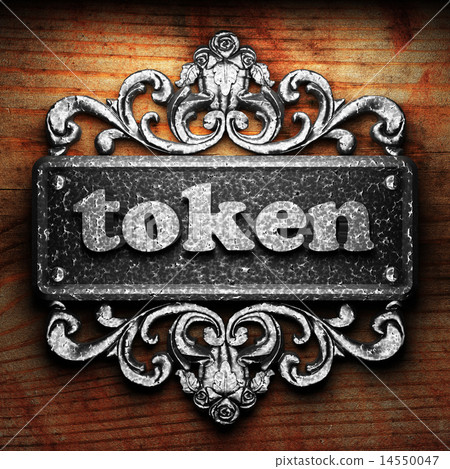 token word of iron on wooden background token word of iron on wooden background 14550047