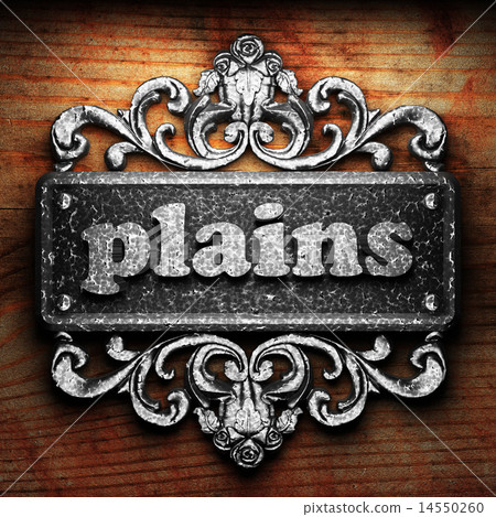 plains word of iron on wooden background plains word of iron on wooden background 14550260