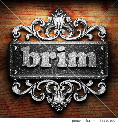 brim word of iron on wooden background 14550309