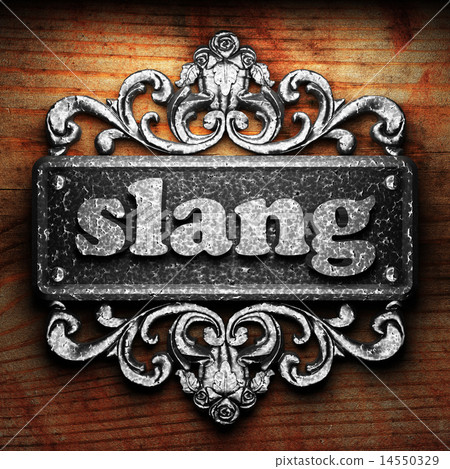 slang word of iron on wooden background 14550329