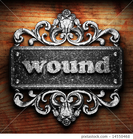 wound word of iron on wooden background wound word of iron on wooden background 14550468