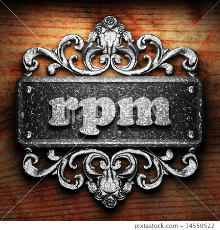 rpm word of iron on wooden background 14550522