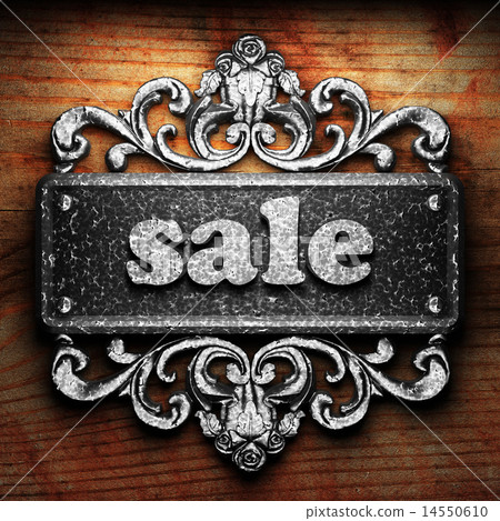 sale word of iron on wooden background sale word of iron on wooden background 14550610