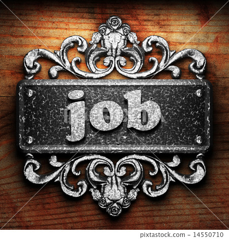 job word of iron on wooden background 14550710
