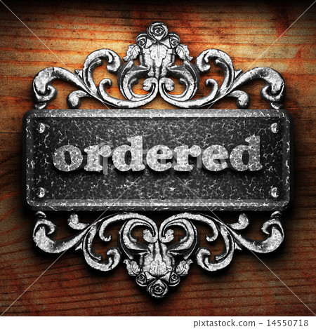 ordered word of iron on wooden background ordered word of iron on wooden background 14550718