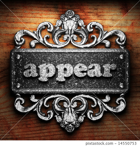 appear word of iron on wooden background 14550753