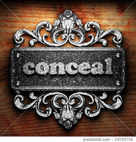 conceal word of iron on wooden background 14550754
