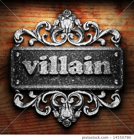 villain word of iron on wooden background 14550790