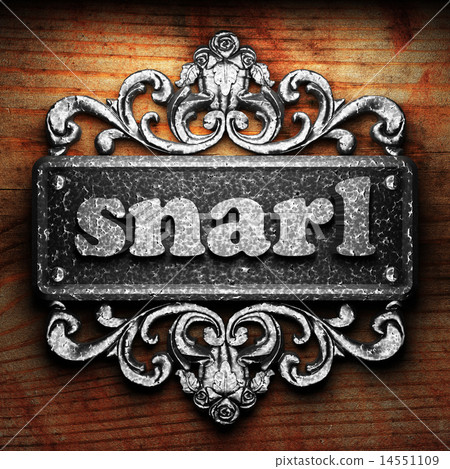 snarl word of iron on wooden background 14551109