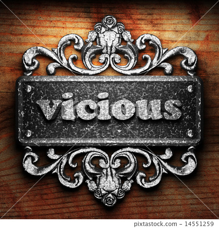 vicious word of iron on wooden background 14551259