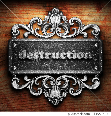 destruction word of iron on wooden background destruction word of iron on wooden background 14551505