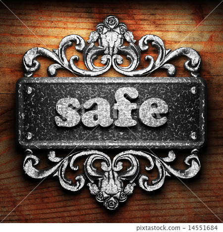 safe word of iron on wooden background 14551684