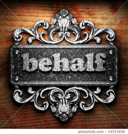 behalf word of iron on wooden background behalf word of iron on wooden background 14551698
