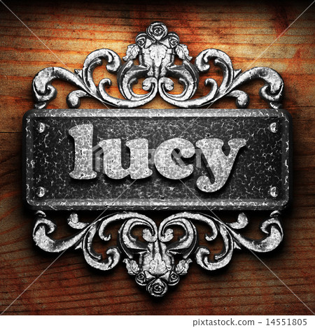 lucy word of iron on wooden background lucy word of iron on wooden background 14551805