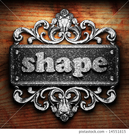 shape word of iron on wooden background 14551815