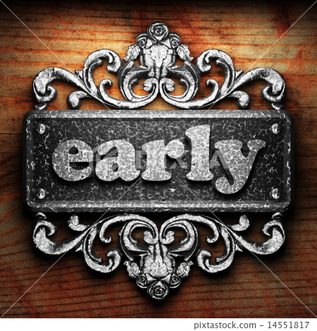 early word of iron on wooden background 14551817