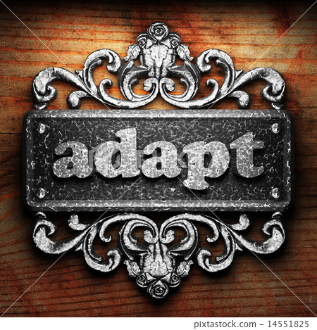 adapt word of iron on wooden background 14551825