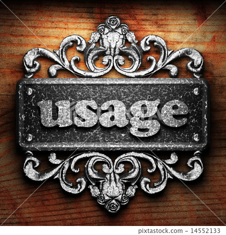 usage word of iron on wooden background 14552133