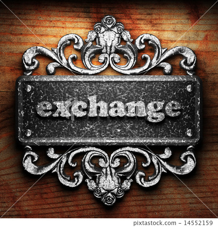 exchange word of iron on wooden background exchange word of iron on wooden background 14552159