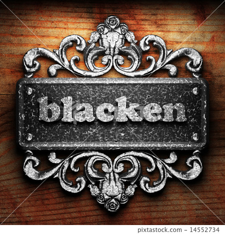 blacken word of iron on wooden background 14552734