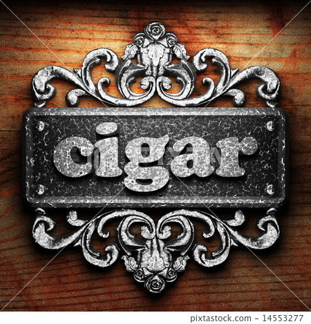 cigar word of iron on wooden background cigar word of iron on wooden background 14553277