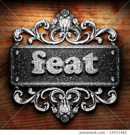 feat word of iron on wooden background 14553465