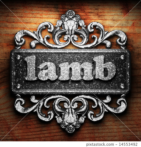 lamb word of iron on wooden background 14553492