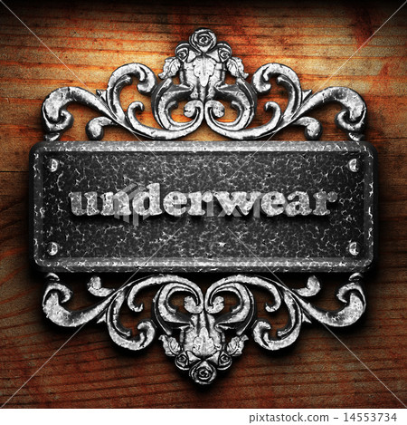 underwear word of iron on wooden background underwear word of iron on wooden background 14553734