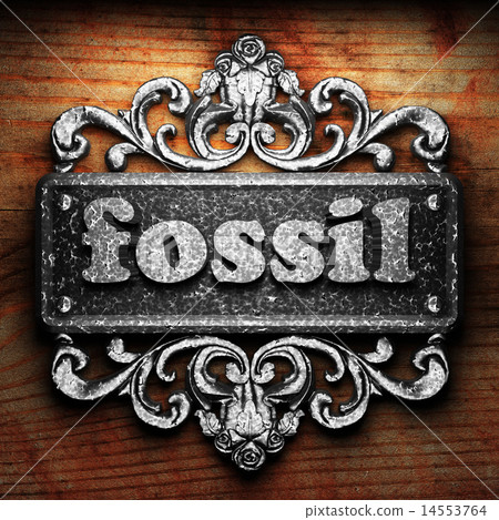 fossil word of iron on wooden background fossil word of iron on wooden background 14553764