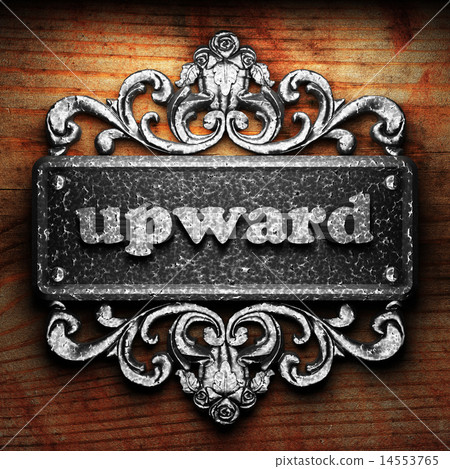 upward word of iron on wooden background 14553765