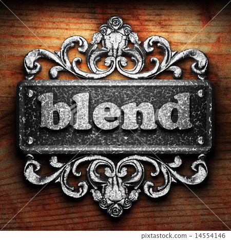blend word of iron on wooden background 14554146