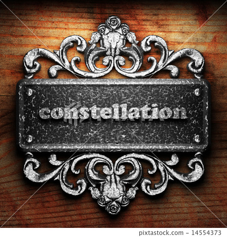 constellation word of iron on wooden background constellation word of iron on wooden background 14554373