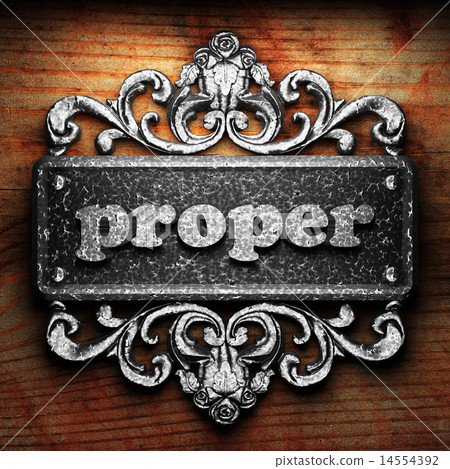 proper word of iron on wooden background 14554392