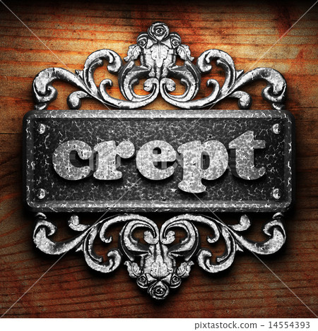 crept word of iron on wooden background crept word of iron on wooden background 14554393