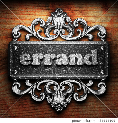 errand word of iron on wooden background 14554495