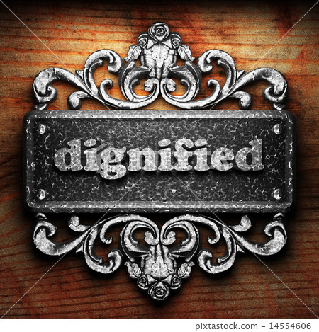 dignified word of iron on wooden background 14554606